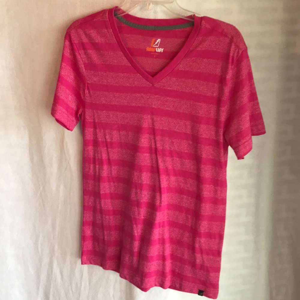 Hot pink striped fitness top